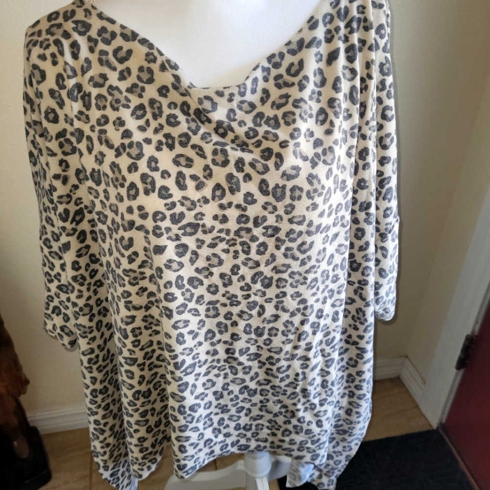 Adora Leopard Print Oversized Off Shoulder Tunic